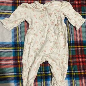 Little Me Pink and White Floral Footie One Piece